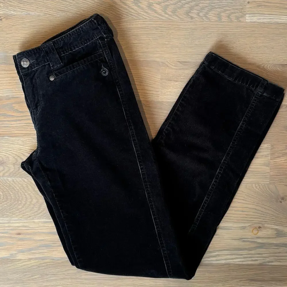 ISIS Blue Note Corduroy Velvet Pants Low Rise Y2K Charcoal Womens Size 4 - Picture 10 of 10